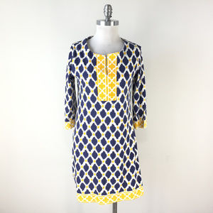 Barbara Gerwit M Navy blue Yellow Geo Shift dress